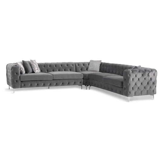 Amira Grey Velvet Corner Sofa