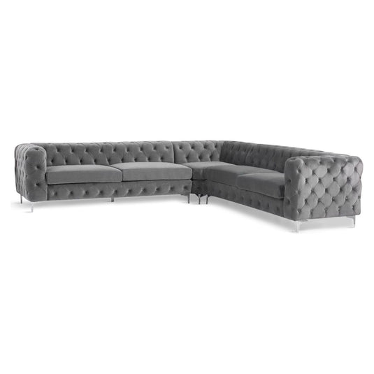 Amira Grey Velvet Corner Sofa