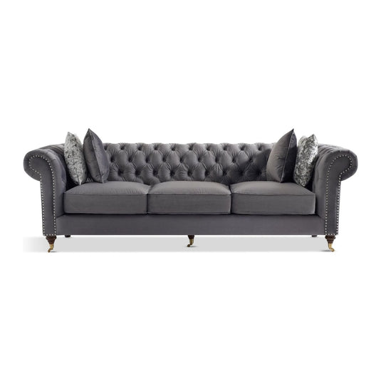 Kensington Chesterfield Dark Grey Velvet 3 Seater Sofa