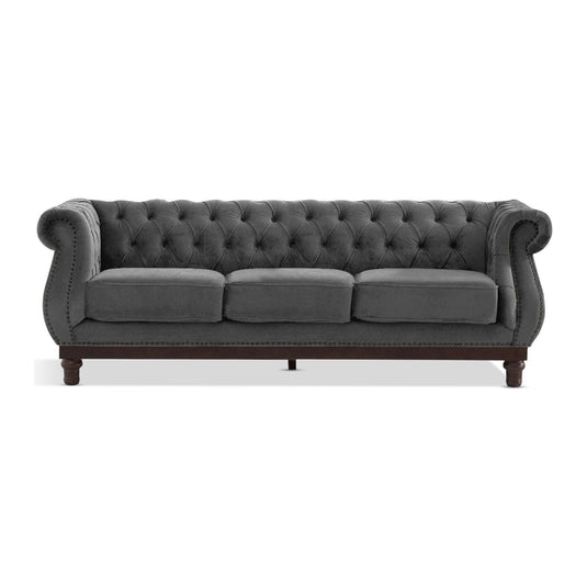 Eton Chesterfield Dark Grey Velvet 3 Seater Sofa