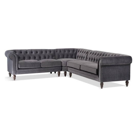 Cavendish Medium Grey Velvet Corner Sofa