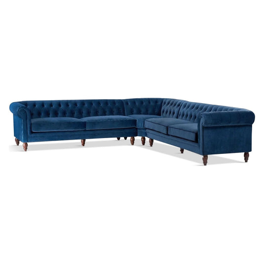 Cavendish Large Blue Velvet Corner Sofa