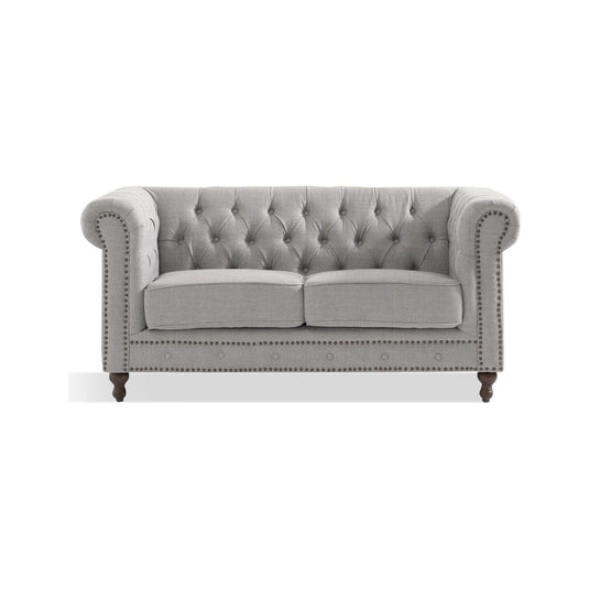 Wellington Chesterfield Grey Linen 2 Seater Sofa