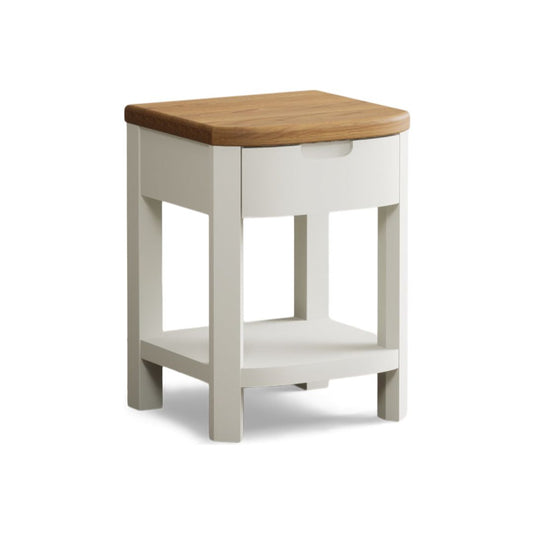 Brahms Oak and Signal White Painted 1 Drawer Lamp Table