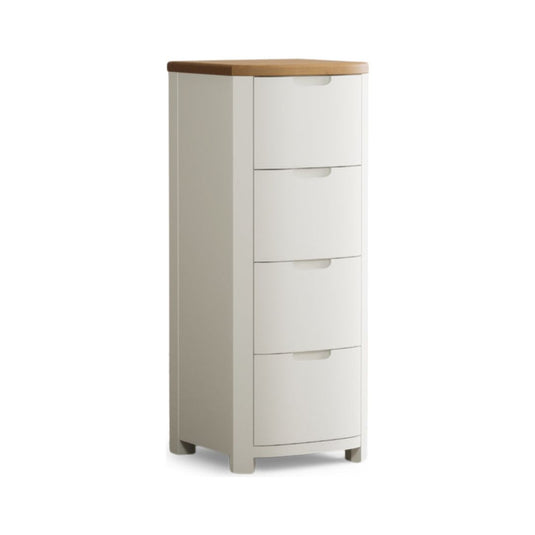 Brahms Oak and Signal White Painted 5 Drawer Tallboy