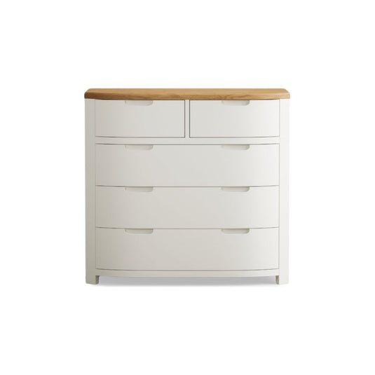 Brahms Oak and Signal White Painted 2 Over 3 Chest of Drawers