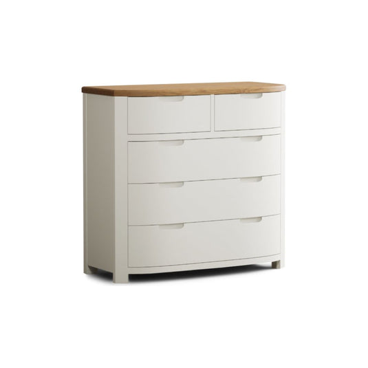 Brahms Oak and Signal White Painted 2 Over 3 Chest of Drawers