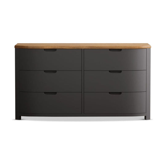 Brahms Oak and Charcoal Painted Wide Chest of Drawers