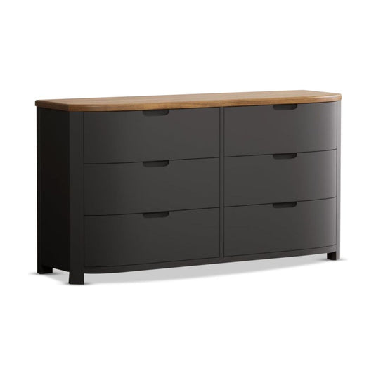 Bewley Oak and Charcoal Grey Painted Wide Chest Of Drawers