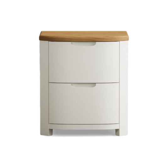 Brahms Oak and Signal White Painted 2 Drawer Bedside Chest