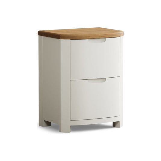 Brahms Oak and Signal White Painted 2 Drawer Bedside Chest