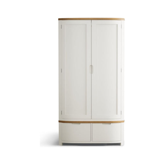 Brahms Oak and Signal White Painted Double Wardrobe