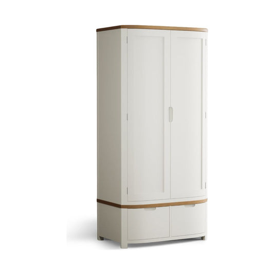 Brahms Oak and Signal White Painted Double Wardrobe