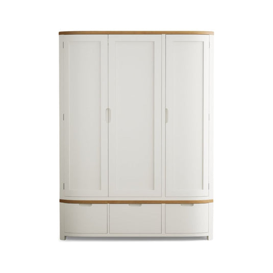 Brahms Oak and Signal White Painted Triple Wardrobe