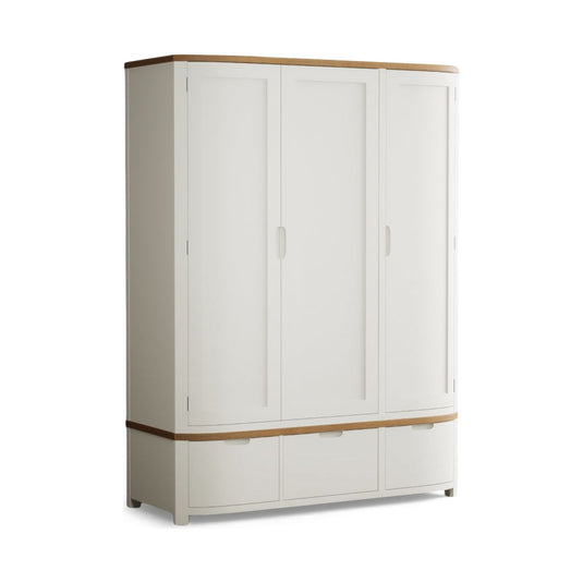 Brahms Oak and Signal White Painted Triple Wardrobe