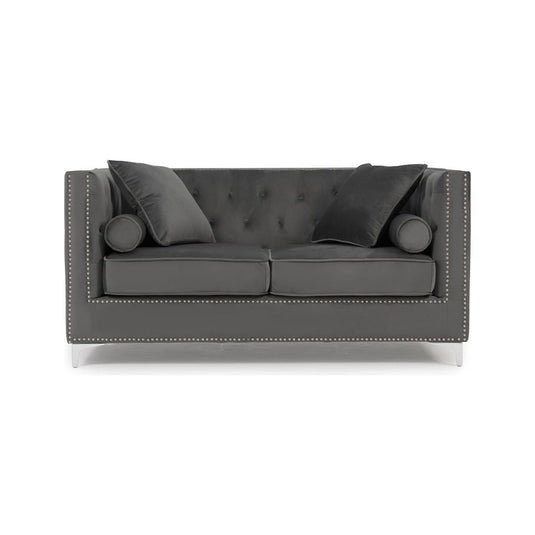 Cecile Grey Velvet 2 Seater Sofa Sofa Cecile 