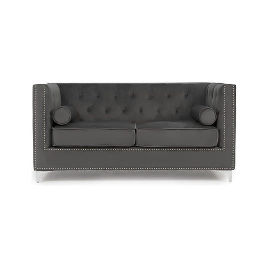 Cecile Grey Velvet 2 Seater Sofa Sofa Cecile 