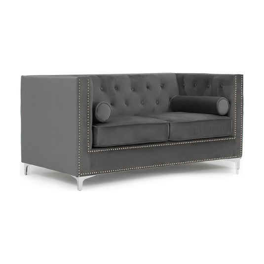 Cecile Grey Velvet 2 Seater Sofa Sofa Cecile 