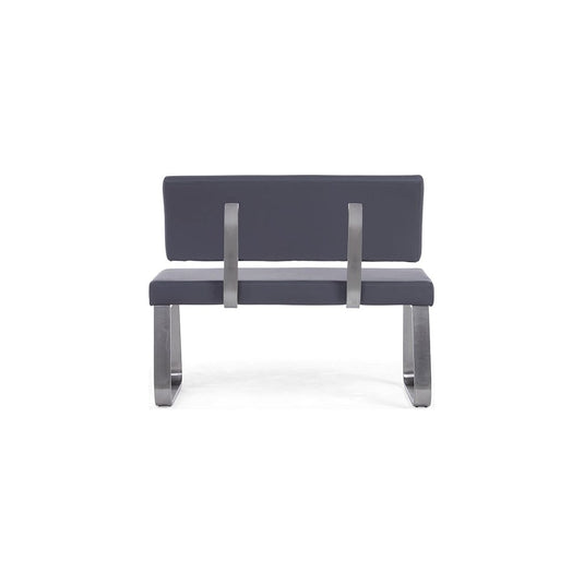 Alvin Small Grey Faux Leather Bench with Back