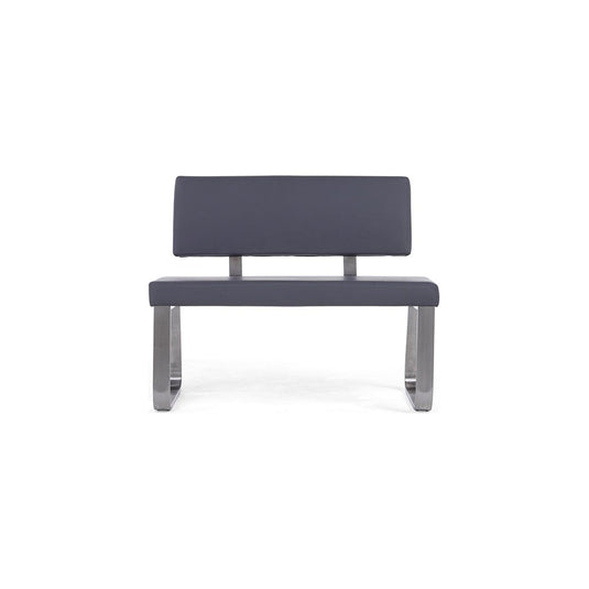 Alvin Small Grey Faux Leather Bench with Back