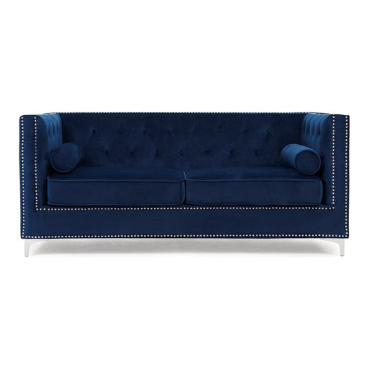 Cecile Blue Velvet 3 Seater Sofa Sofa Cecile 