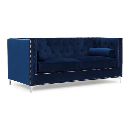 Cecile Blue Velvet 3 Seater Sofa Sofa Cecile 