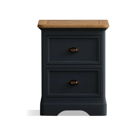 Ashton Oak and Blue Painted 2 Drawer Bedside Chest