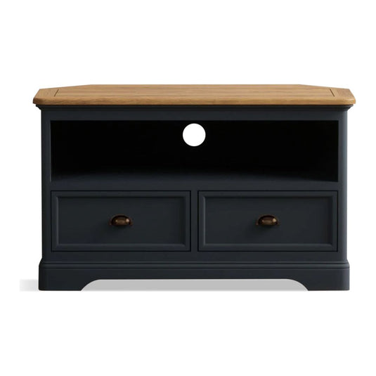 Ashton Oak and Blue Painted Corner TV Cabinet