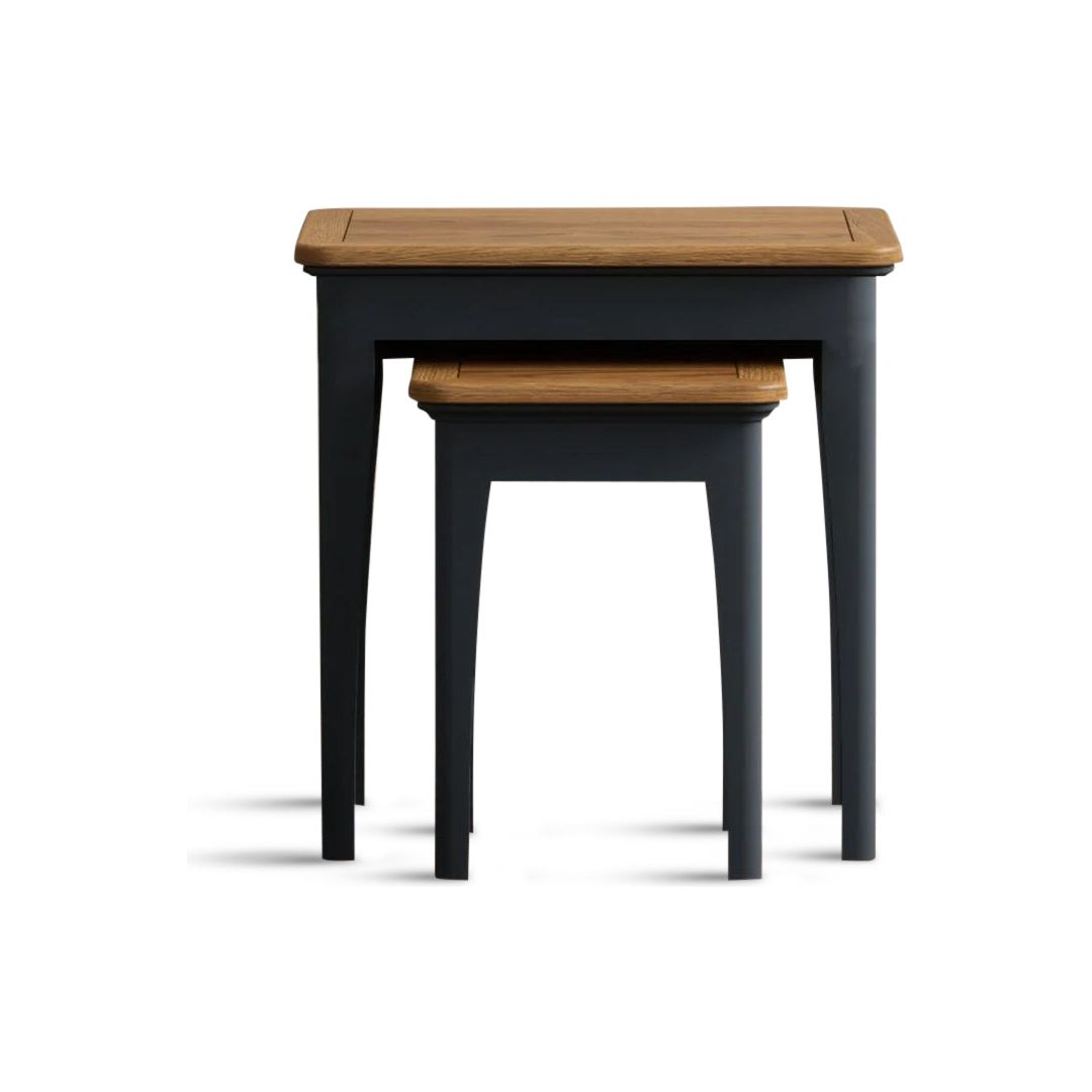 Table Design Color:blue Ashton Oak and Blue Painted Nest Of Tables | Furniture 48
