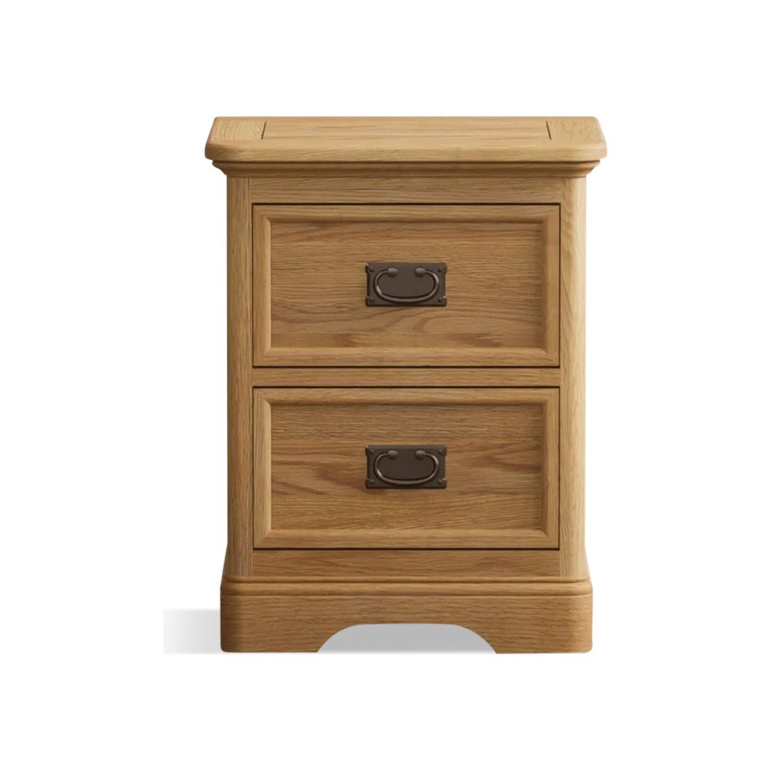 Solid Oak 2 Drawer Bedside Chest