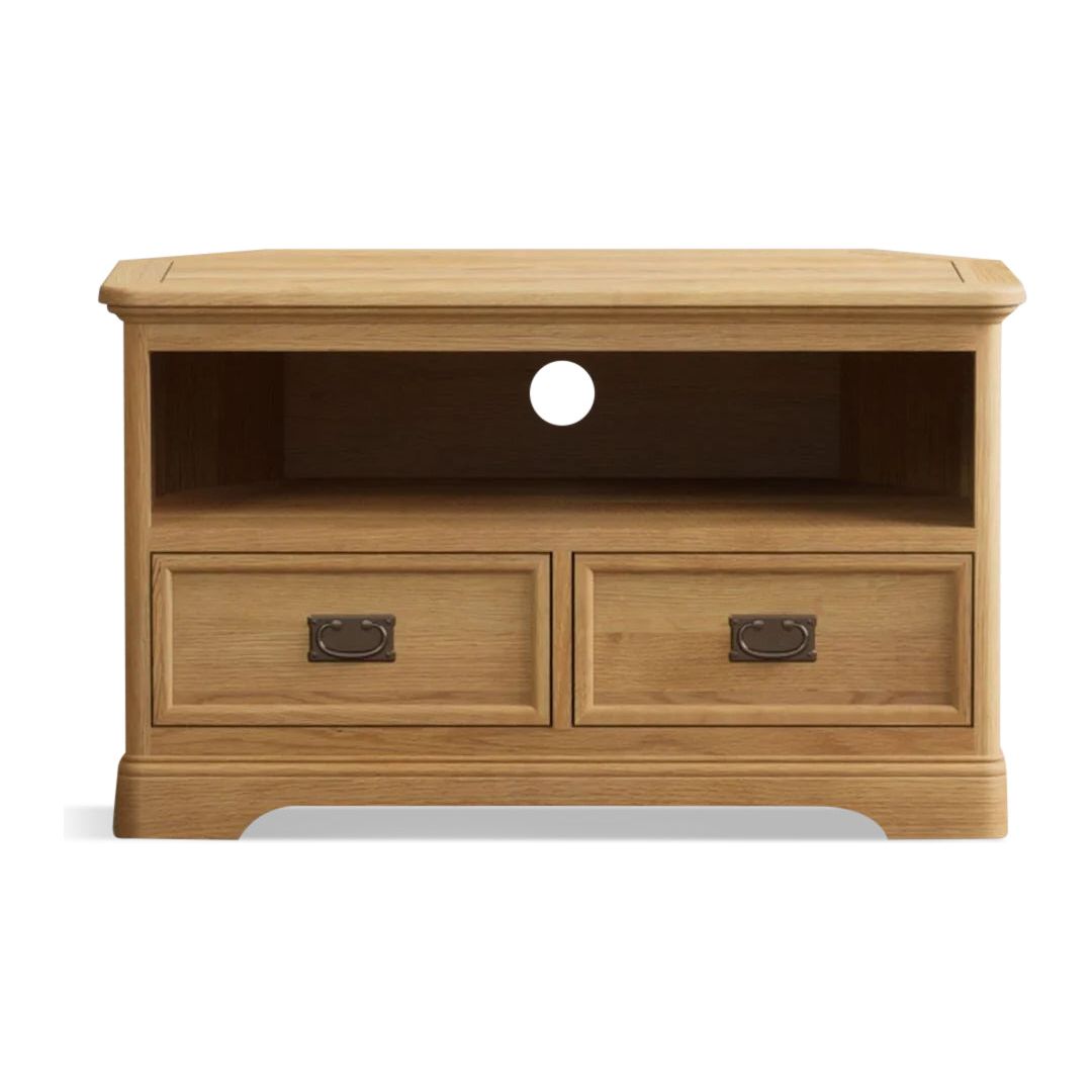 Solid Oak Corner TV Cabinet