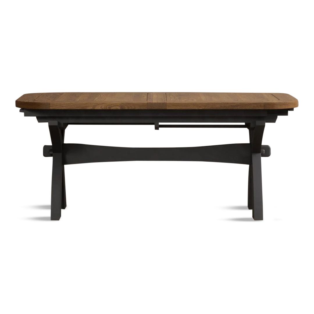 Extending 180cm Oak Charcoal Grey Painted Dining Table