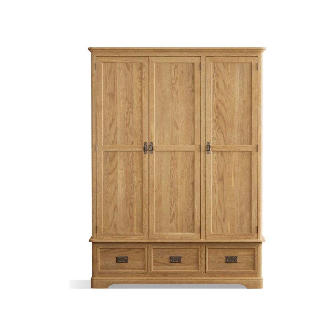 Solid Oak Triple Wardrobe