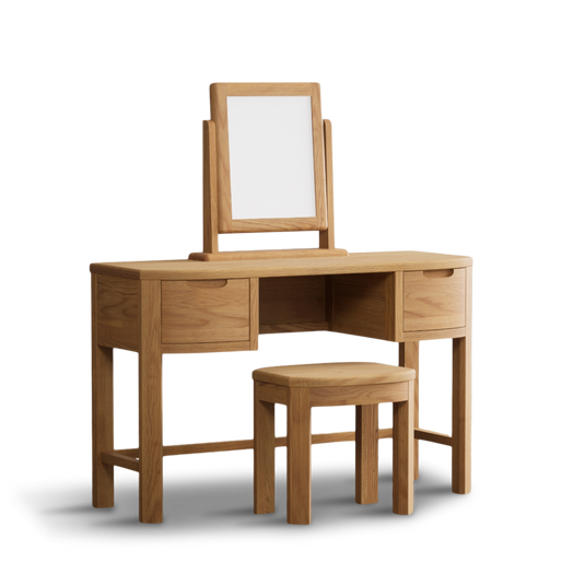 Matlock Curved Solid Oak Dressing Table Set
