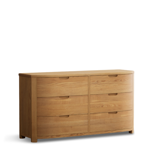 Matlock Curved Solid Oak Wide Chest of Drawers