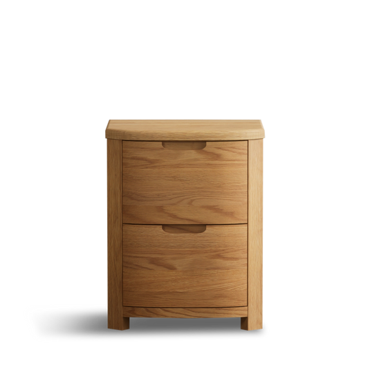 Matlock Curved Solid Oak 2 Drawer Bedside Chest