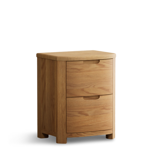 Matlock Curved Solid Oak 2 Drawer Bedside Chest