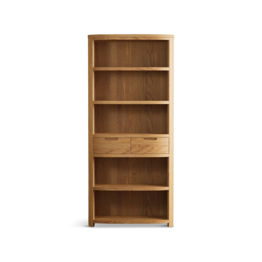 Matlock Curved Solid Oak Tall Bookcase