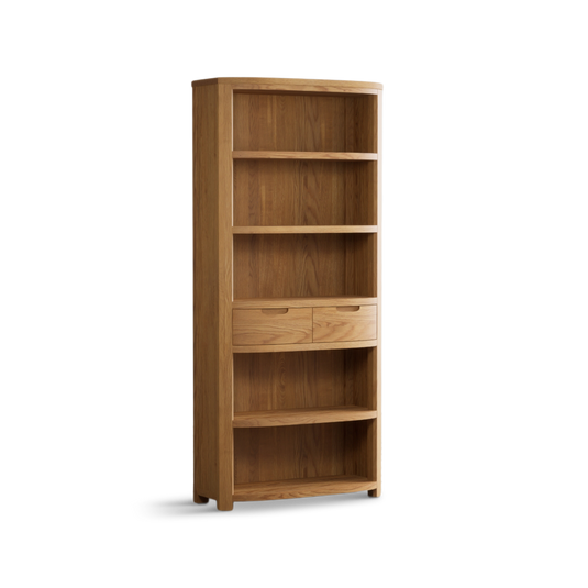 Matlock Curved Solid Oak Tall Bookcase