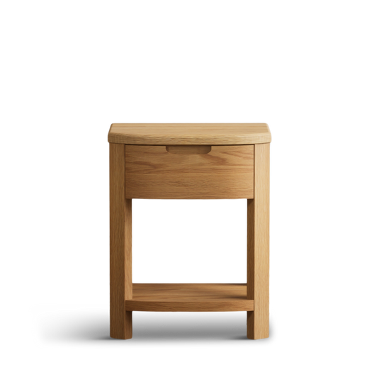 Matlock Curved Solid Oak 1 Drawer Bedside Chest