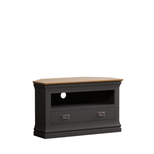 Bennett Oak and Charcoal Painted Corner TV Unit