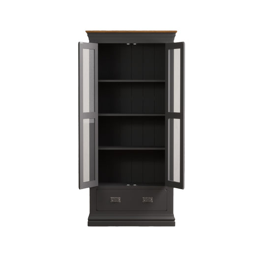Bennett Oak and Charcoal Painted Display Cabinet