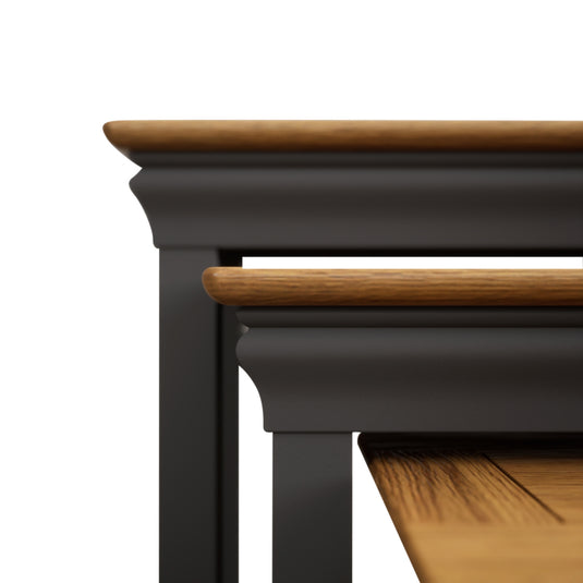Bennett Oak and Charcoal Painted Nest of Tables
