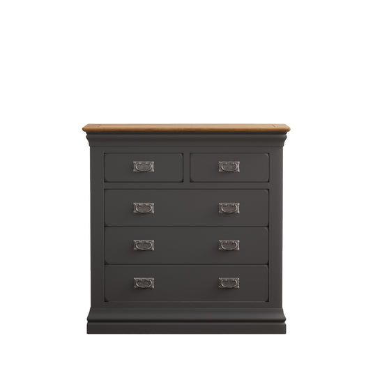 Bennett Oak and Charcoal Painted 2 Over 3 Chest of Drawers