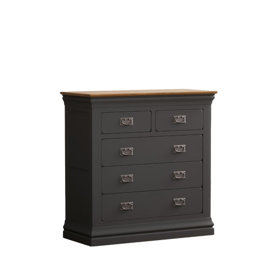 Bennett Oak and Charcoal Painted 2 Over 3 Chest of Drawers