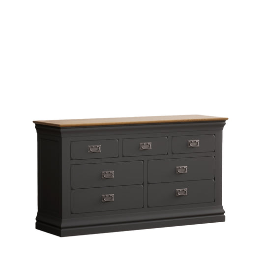 Bennett Oak and Charcoal Painted Wide Chest of Drawers