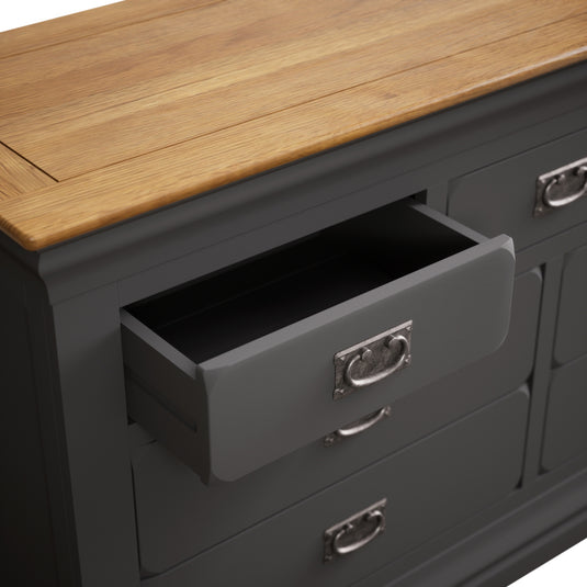 Bennett Oak and Charcoal Painted Wide Chest of Drawers
