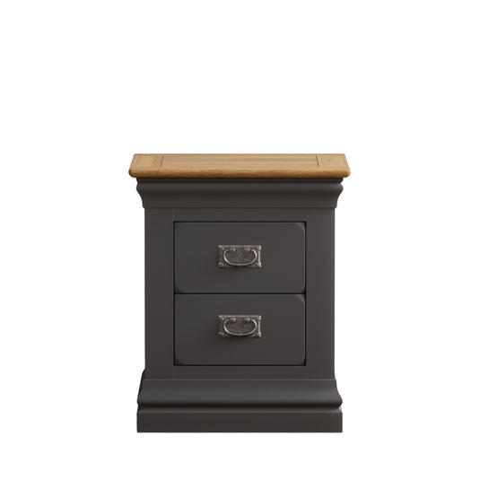 Bennett Oak and Charcoal Painted 2 Drawer Bedside Table
