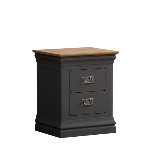 Bennett Oak and Charcoal Painted 2 Drawer Bedside Table