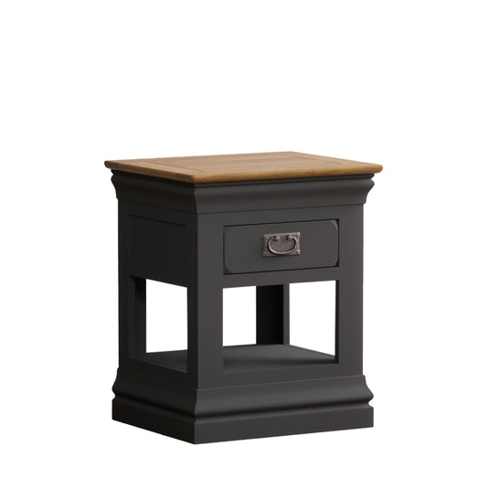 Bennett Oak and Charcoal Painted 1 Drawer Bedside Table
